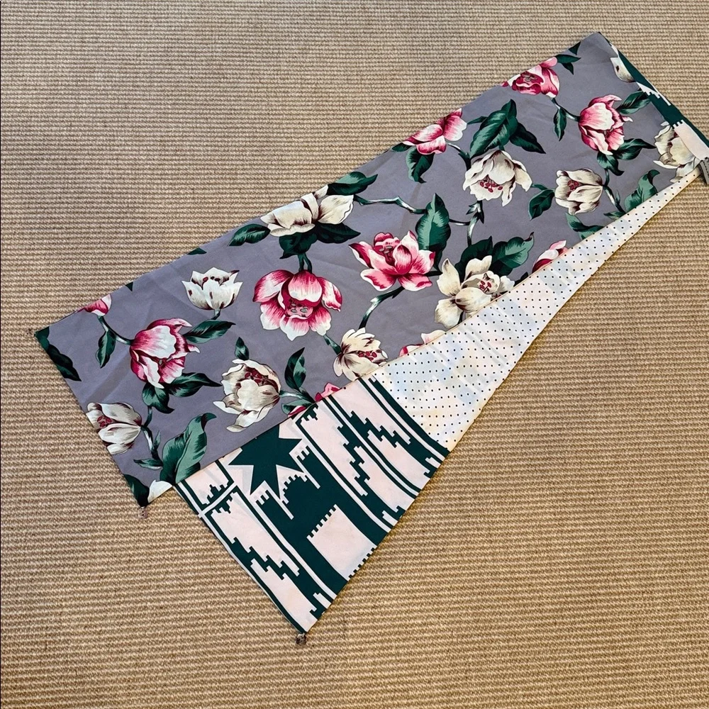 Handmade Long Silk Scarf by Earthly Possessions- w/3 Fabrics